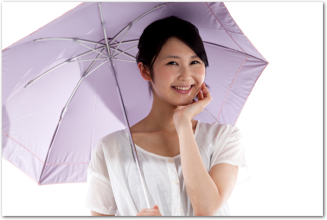 日傘をさして紫外線対策をする女性